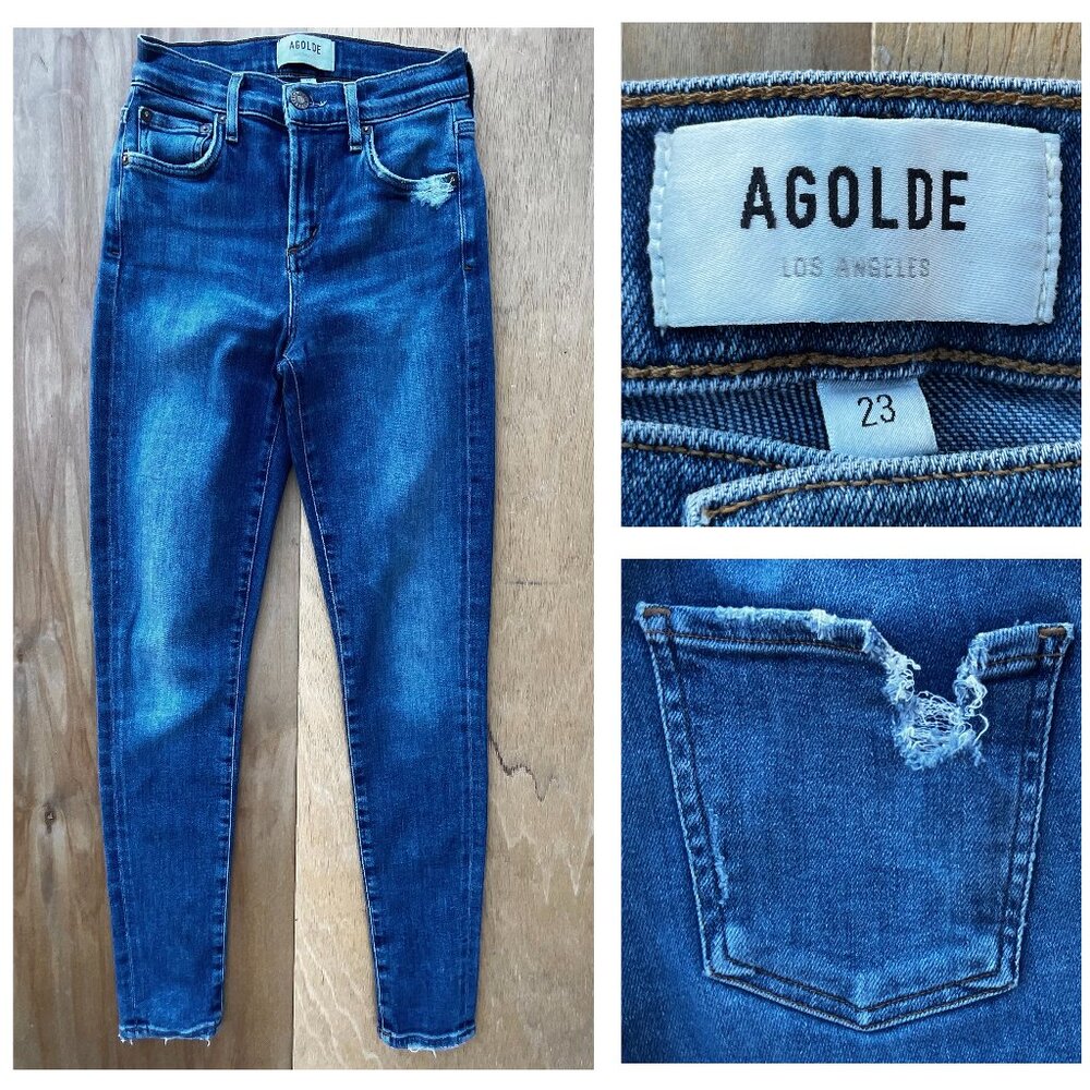 AGOLDE SOPHIE LOW RISE ANKLE JEANS Women’s sz 23 Distressed Destructed Stretch